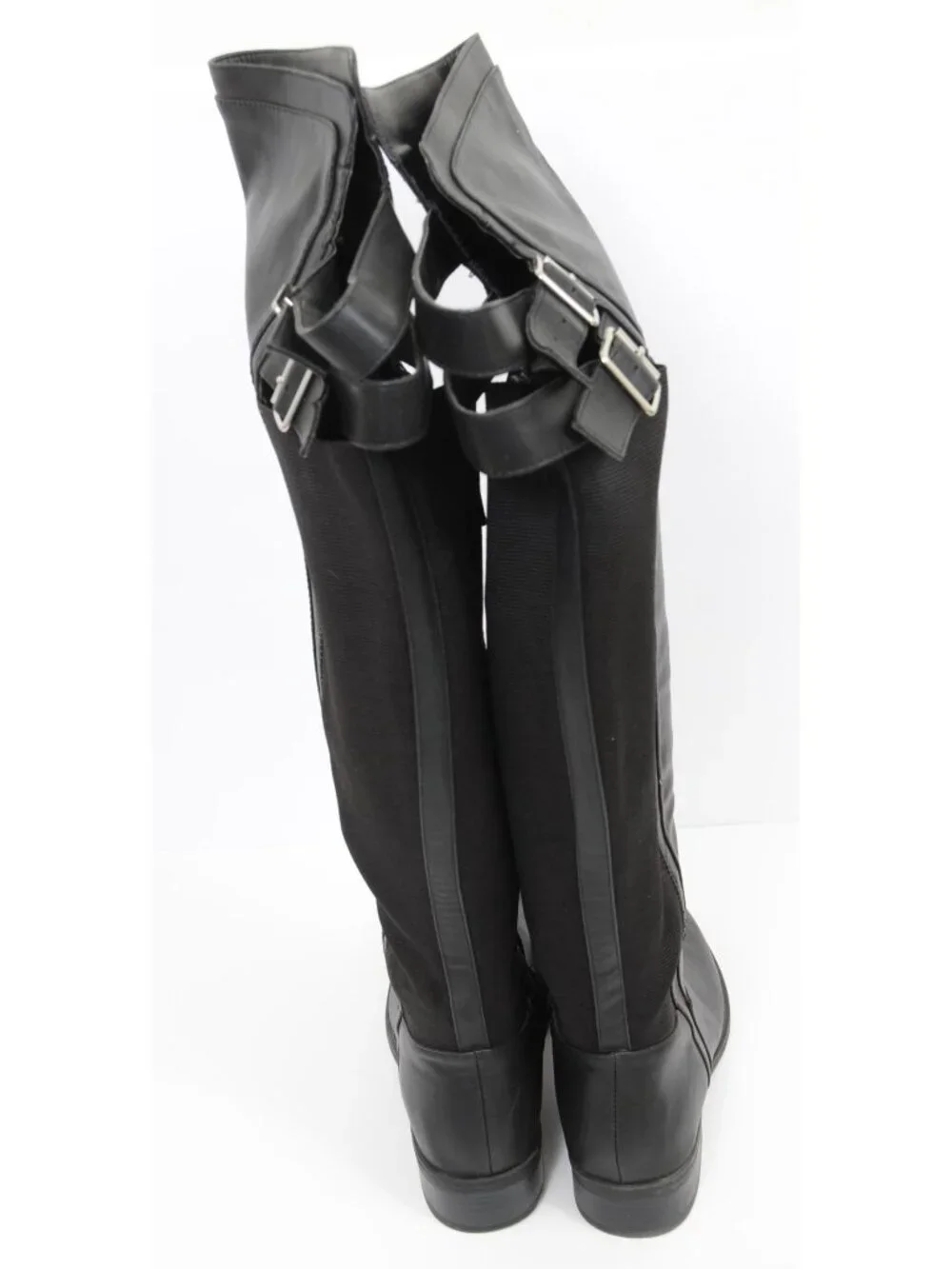 Torrid Black Double Buckle Over The Knee Boot 9 (WW) Gothic Biker Riding Moto